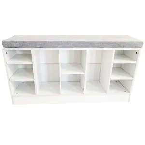 Shoe Bench Storage Rack Wooden Cabinet Cushion Seat Organiser Grey White 2016168