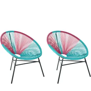 Set of 2 Garden Chairs ACAPULCO PE Rattan Turquoise