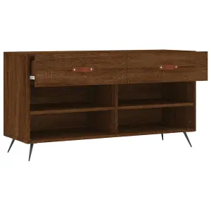 Berkfield Shoe Bench Brown Oak 102x35x55 cm Engineered Wood