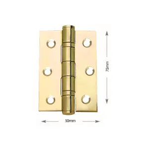 UAP Ball Bearing Butt Hinge 50x75mm - Pack of 3 - Steel - Polished Electro Brassed