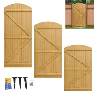 Semi Braced Arch Top Strong Wooden Garden Gate with Latch H 150 cm x W 105 cm