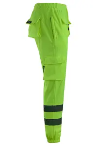 MS9 Mens Hi Viz Vis High Visibility Fleece Cargo Work Trousers Pants Joggers H1 Yellow - XXL