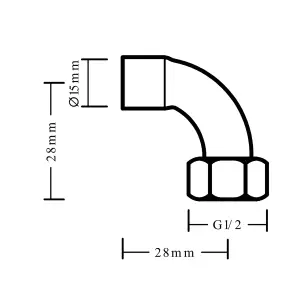 Plumbsure Bent End feed Tap connector 15mm x ½"