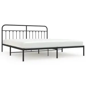 Berkfield Metal Bed Frame with Headboard Black 200x200 cm