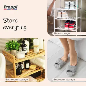 Froppi™ 4 Tier Shoe Rack for Shoe Storage, White Bamboo Wooden Space Saving Rack, Shoe Organizer Shelf L45.2 W29.5 H72.4 cm