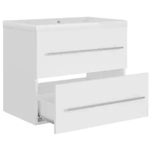 Berkfield Sink Cabinet with Built-in Basin White Engineered Wood