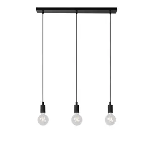 Lucide Fix Modern Bar Pendant Light - 3xE27 - Black