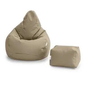 Loft 25 Bean Bag Gamer Chair Living Room Water Resistant Indoor Outdoor Beanbag, And Footstool Stone