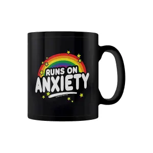 Grindstore Runs On Anxiety Mug Black/White (One Size)