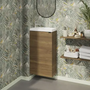 GoodHome Imandra Walnut effect Single Freestanding Bathroom Cloakroom unit (H) 790mm (W) 440mm