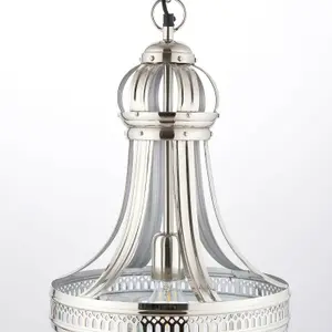 Hanging Ceiling Pendant Light Nickel & Clear Glass Vintage Lamp Bulb Lantern