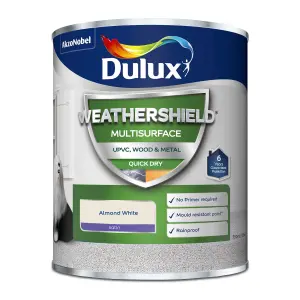 Dulux Weathershield Almond White Satinwood Multi-room Multi-surface paint, 750ml