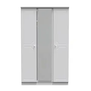 Kendal Triple Mirror Wardrobe in White Ash (Ready Assembled)