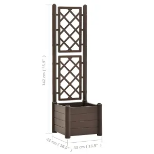 Berkfield Garden Planter with Trellis 43x43x142 cm PP Mocha