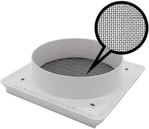 Kair White Louvred Wall Vent Grille 155mm External Dimension with Flyscreen and Round 125mm - 5 inch Rear Spigot