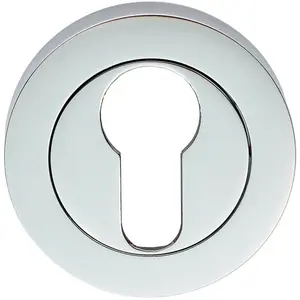 50mm Euro Profile Round Escutcheon 10mm Depth Concealed Fix Polished Chrome