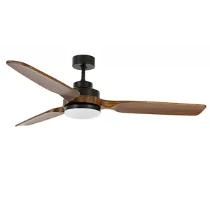 Adilet 142cm Ceiling Fan with Light Kit Black with Brown Blades