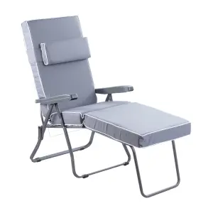 Alfresia Garden Sun Lounger - Charcoal Frame with Grey Luxury Cushion