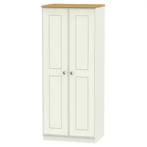 Albert 2 Door Wardrobe in Cream Ash & Oak (Ready Assembled)