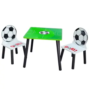 URBNLIVING 53cm Height Kids Wooden Table & 2 Chairs Football Themed Toddlers Junior Play Desk Set