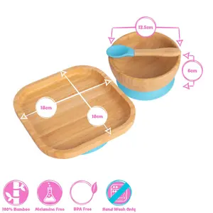 5pc Bamboo Square Baby Weaning Set - Grey