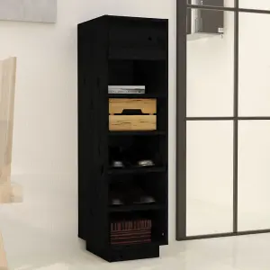 Shoe Cabinet Black 30x34x105 cm Solid Wood Pine