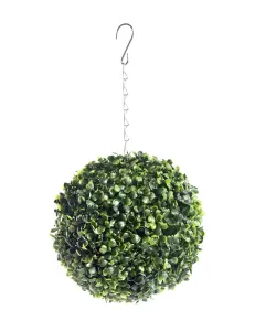 Pair of Best Artificial 23cm Green Boxwood Buxus Grass Hanging Basket Topiary Ball - Suitable for Outdoor Use