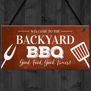 Backyard BBQ Sign Funny Garden Shed Man Cave Sign Gift For Men New Home Gift