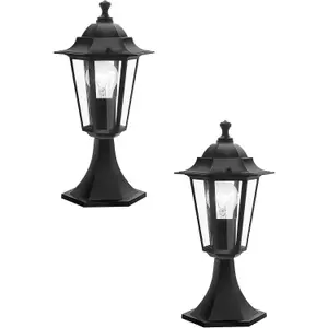 2 PACK IP44 Outdoor Pedestal Light Black Aluminium 1x 60W E27 Porch Lamp