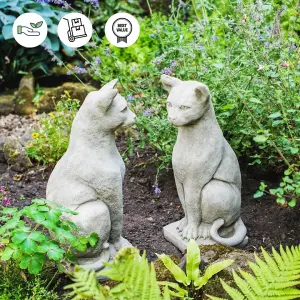 Pair of Standing Cats Gatepost Garden Ornaments