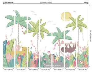 Origin Murals Children's Jungle Animals Pale Green Matt Smooth Paste the Wall 350cm wide x 280cm high