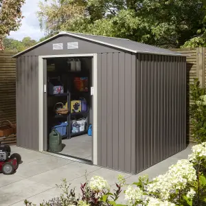 Rowlinson Trentvale 8x6 ft Apex Light grey Metal 2 door Shed