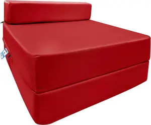 Fold Out Single Z Bed Futon Sofa Chair Mattress - Red