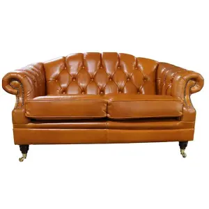 Chesterfield Handmade Victoria 2 Seater Sofa Settee Newcastle Spice Real Leather