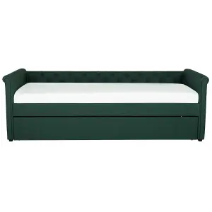 Fabric EU Single Trundle Bed Green LIBOURNE