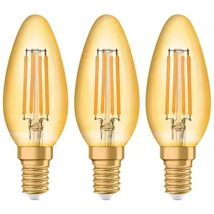 Osram LED Filament Candle 4W E14 Vintage 1906 Extra Warm White Gold (3 Pack)