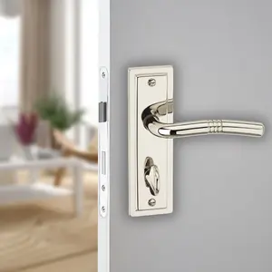 URBNLIVING 158mm Length 2 Pcs Nevada Metal &  Polished Nickel Lever Latch Bathroom Door Handles Set