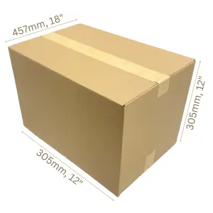 Large Strong Brown Cardboard Moving Storing Boxes L45.7cm x W30.5cm x H30.5cm - Pack of 20