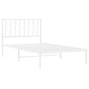 Berkfield Metal Bed Frame without Mattress with Headboard White 100x200cm