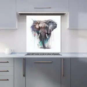 Elephant Splashart Premium Glass Kitchen Splashback W600mm x H600mm