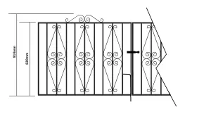 STIRA Metal Scroll Driveway Gate 2743mm GAP x 914mm High ST16ZP