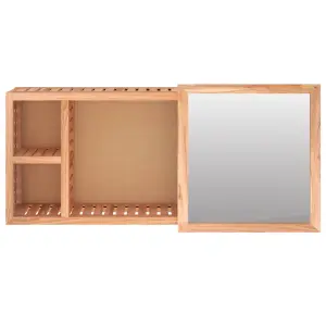 Berkfield Mirror Cabinet 80x17x34 cm Solid Wood Walnut