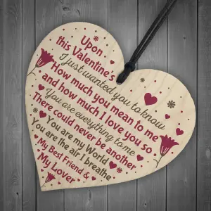 Red Ocean Handmade Valentines Day Gift For Boyfriend Girlfriend Husband Wife Wooden Heart Plaque Keepsake