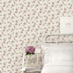 Galerie Abby Rose 4 Cream Plum Blue Chic Rose Smooth Wallpaper