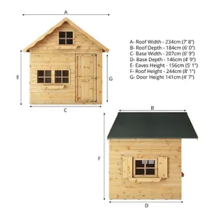 Waltons 7ft x 5ft Wendy House Double Storey Swiss Cottage Wooden Garden Playhouse