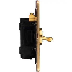 4 Gang Quad Retro Toggle Light Switch SCREWLESS SATIN BRASS 10A 2 Way Lever