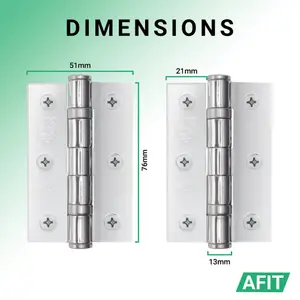 AFIT Polished Chrome Door Hinges - 3 Inch / 76mm  Internal Fire Door Hinges - 4 Pairs