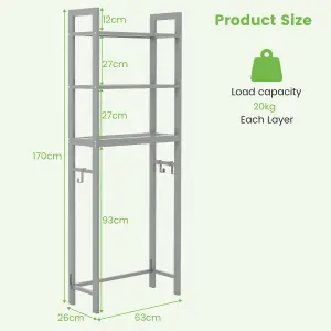 Costway 3-Tier Over-The-Toilet Storage Shelf Space Saving Metal Bathroom Organizer