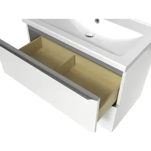 GoodHome Imandra White Wall-mounted Vanity unit & basin set - Includes Nira basin (W)804mm