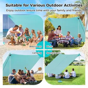 Costway 3 x 3 M Camping Beach Canopy Tent Large Outdoor Sunshade w/ 2 Poles